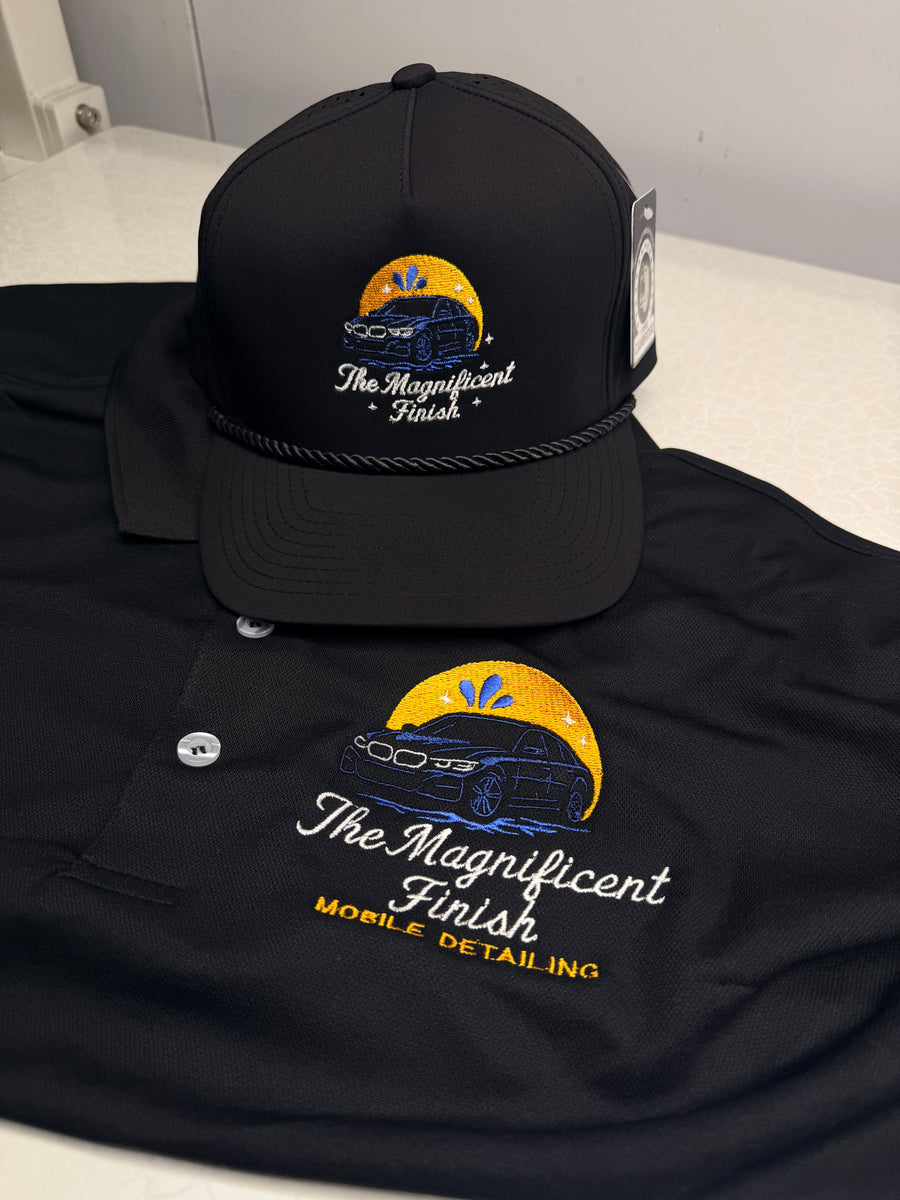 Finished embroidered hats and apparel