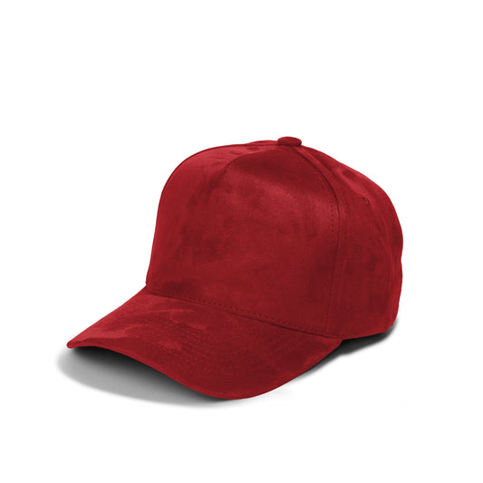 Plain Curve 5Panel Full Suede Hat 5004 in red