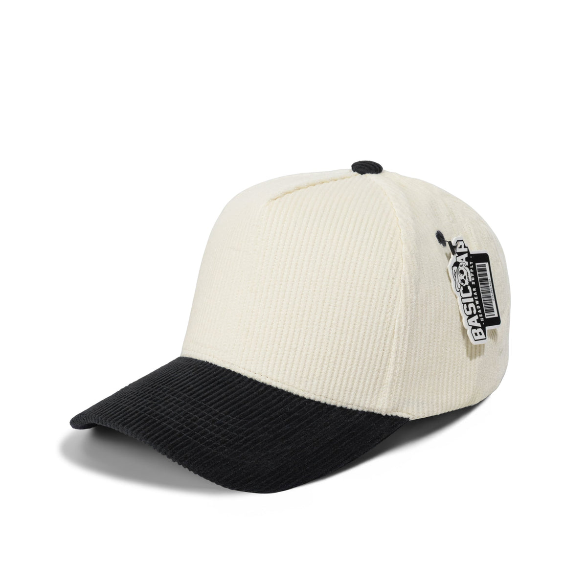Basic Cap 5008 full corduroy curved-bill hat - Natural / Black
