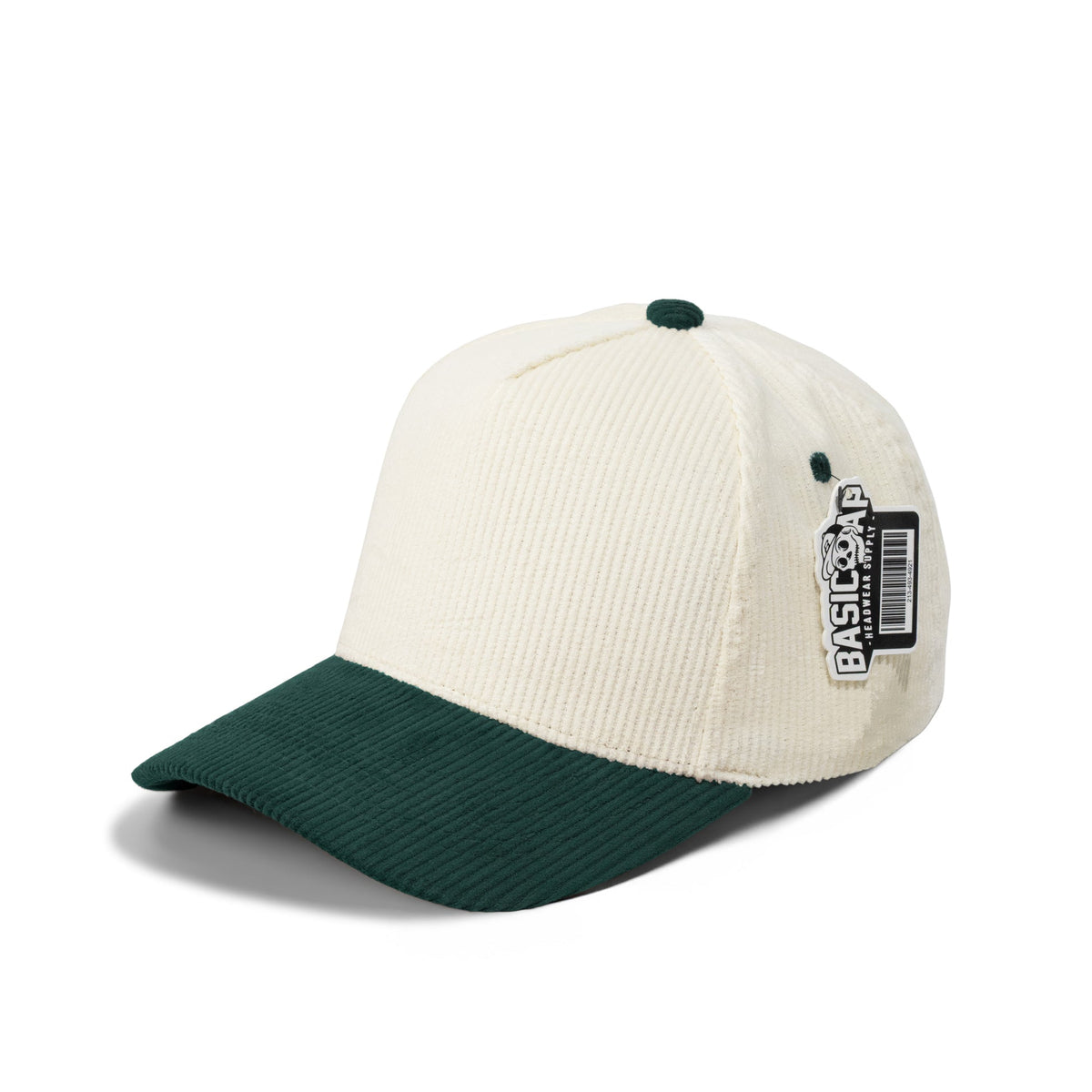 Basic Cap 5008 full corduroy curved-bill hat - Natural / Dark Green