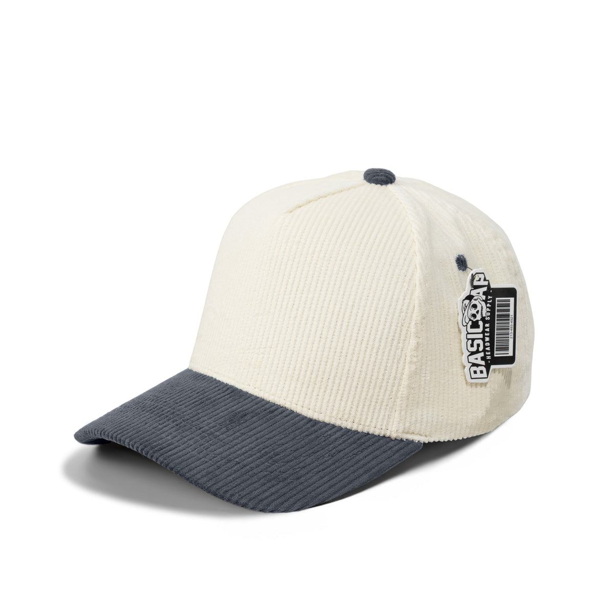 Basic Cap 5008 full corduroy curved-bill hat - Natural / Dark Grey
