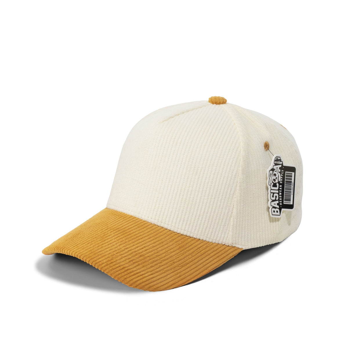 Basic Cap 5008 full corduroy curved-bill hat - Natural / Mustard