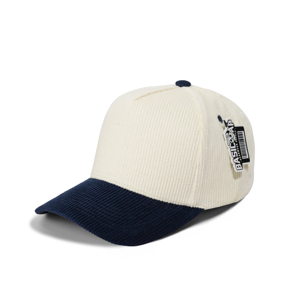 Basic Cap 5008 full corduroy curved-bill hat - Natural / Navy