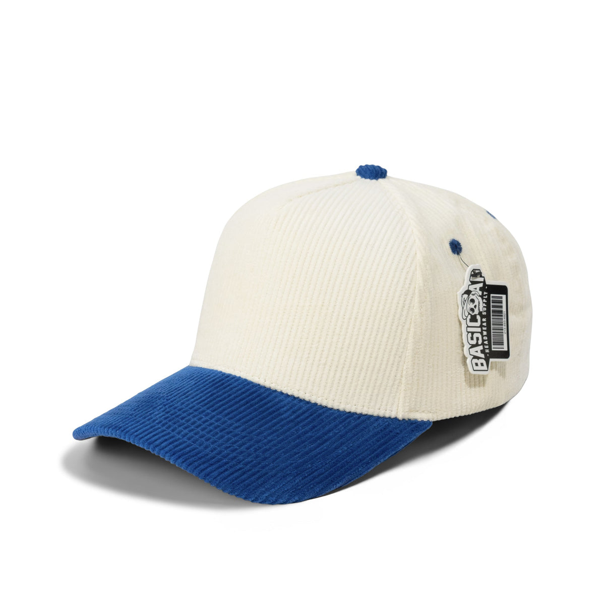 Basic Cap 5008 full corduroy curved-bill hat - Natural / Royal