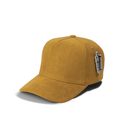 Plain Curve 5Panel Full Suede Hat 5004 in mustard