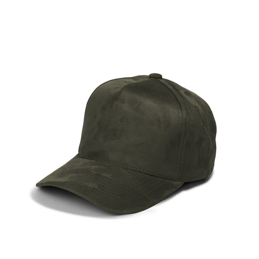 Plain Curve 5Panel Full Suede Hat 5004 in olive